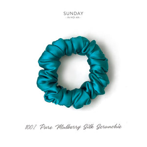 Mulberry Silk Scrunchie ( Medium) - Ocean