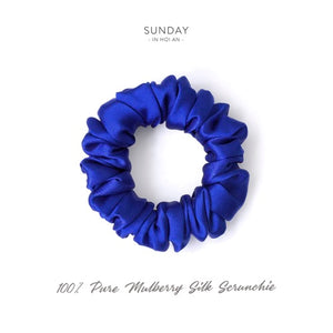 Mulberry Silk Scrunchie ( Medium) - Cobalt