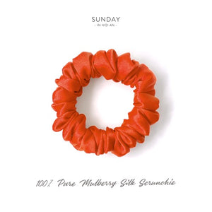 Mulberry Silk Scrunchie ( Medium) - Tangerine