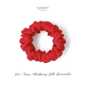 Mulberry Silk Scrunchie ( Medium) - Chilli