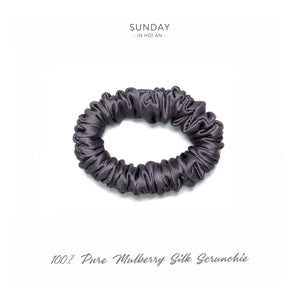Mulberry Silk Skinny Scrunchie - Charcoal