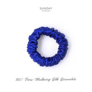Mulberry Silk Skinny Scrunchie - Cobalt