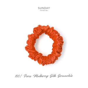 Mulberry Silk Skinny Scrunchie - Tangerine