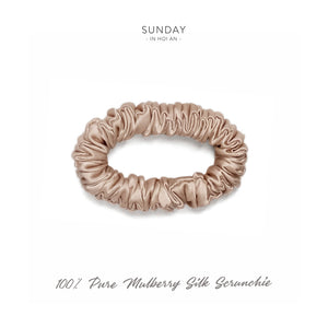 Mulberry Silk Skinny Scrunchie - Champagne