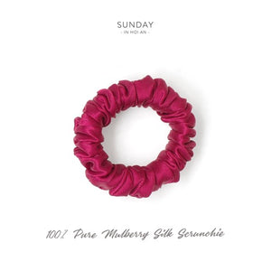Mulberry Silk Skinny Scrunchie - Fuscia