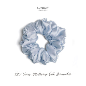 Mulberry Silk Scrunchie - Sky Blue