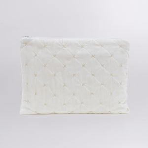 Quilted Silk Velvet Clutch with Gold Stiches